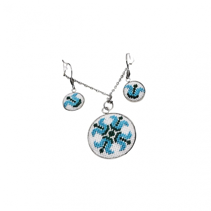 Set bijuterii broderie traditionala montate in inox [2]