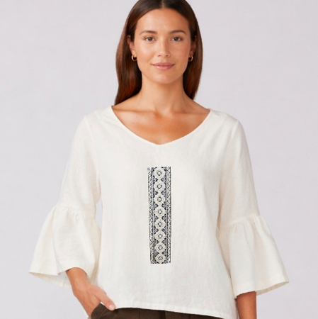 Bluze - Bluză bumbac 100% cu broderie etno - lejeritate și simplitate