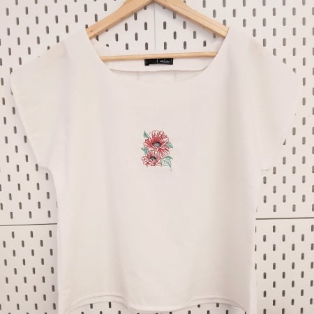 Bluză din bumbac cu broderie florală – Bella, M [1]