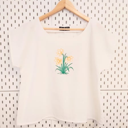 Bluză din bumbac cu broderie florală – Crina, M [2]