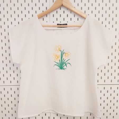 Bluză din bumbac cu broderie florală – Crina, M [1]