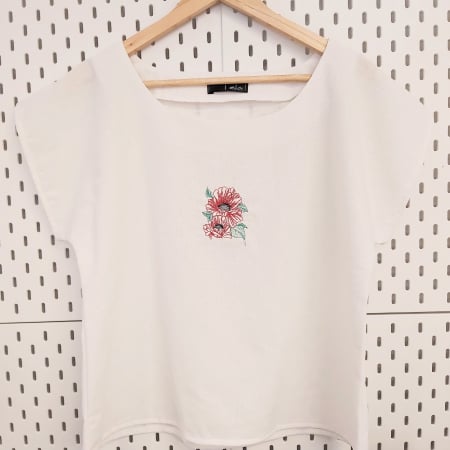 Bluze - Bluză din bumbac cu broderie florală – Bella, M