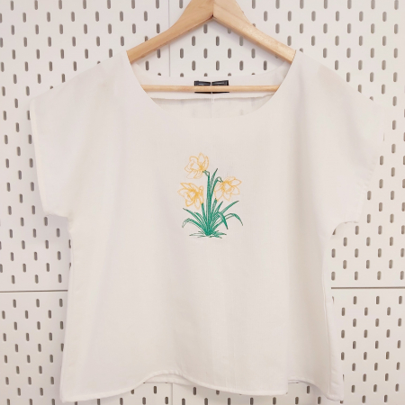 Bluză din bumbac cu broderie florală – Crina, M [2]