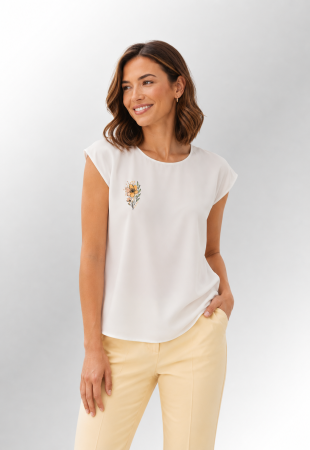 Bluze - Bluză bumbac 100% cu broderie florala - lejeritate și simplitate