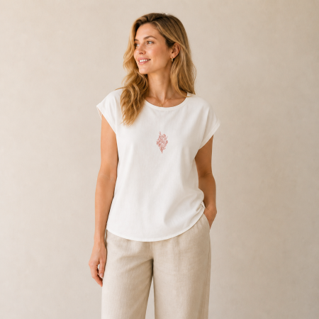 Bluze - Bluză din bumbac cu broderie florală – Vior, M