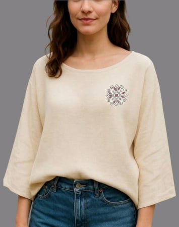 Bluze - Bluză bumbac 100% cu broderie etno - lejeritate și simplitate