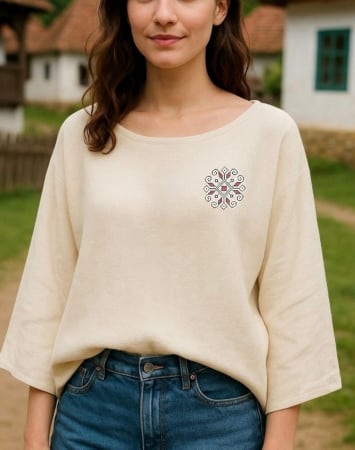 Bluză bumbac 100% cu broderie etno - lejeritate și simplitate [1]