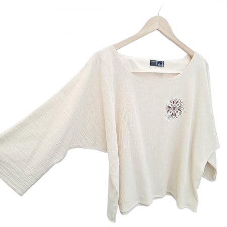 Bluză bumbac 100% cu broderie etno - lejeritate și simplitate [3]