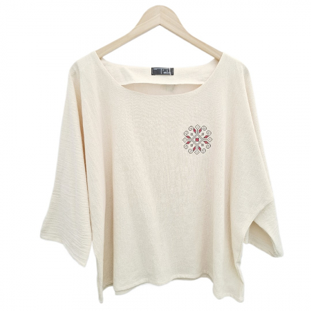 Bluză bumbac 100% cu broderie etno - lejeritate și simplitate [2]