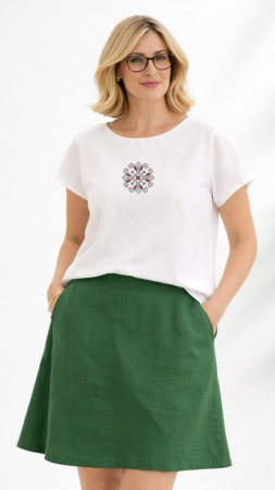 Bluze - Bluză bumbac 100% cu broderie etno - lejeritate și simplitate