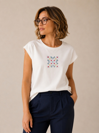 Bluze - Bluză bumbac 100% cu broderie etno - lejeritate și simplitate