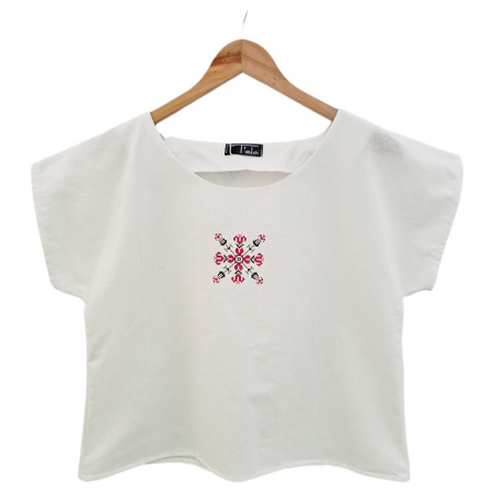 Bluză bumbac 100% cu broderie etno - lejeritate și simplitate [2]