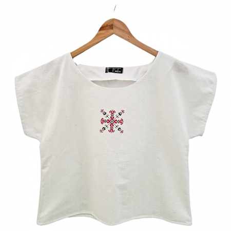 Bluză bumbac 100% cu broderie etno - lejeritate și simplitate [3]