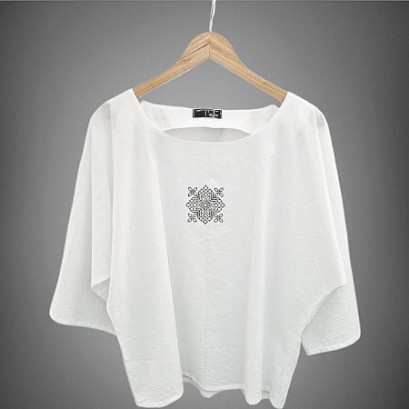 Bluze - Bluză bumbac 100% cu broderie etno - lejeritate și simplitate