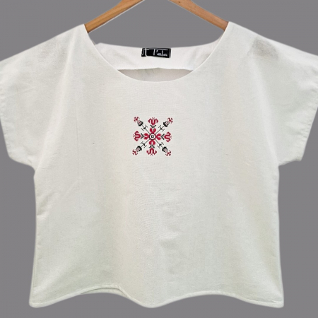 Bluză bumbac 100% cu broderie etno - lejeritate și simplitate [1]