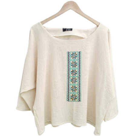 Bluză bumbac 100% cu broderie etno - lejeritate și simplitate [1]