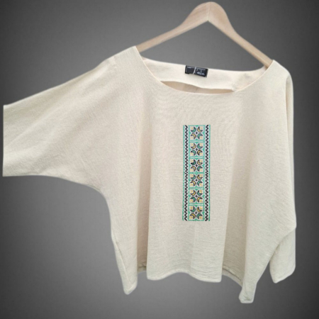 Bluză bumbac 100% cu broderie etno - lejeritate și simplitate [2]