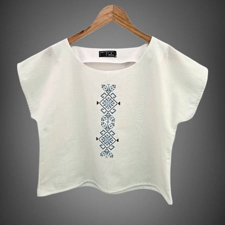 Bluze - Bluză bumbac 100% cu broderie etno - lejeritate și simplitate