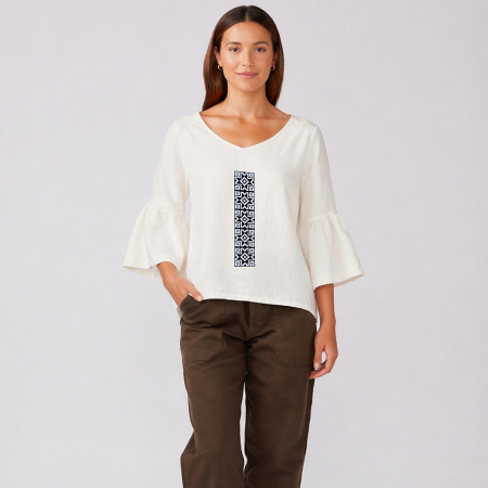 Bluze - Bluză bumbac 100% cu broderie etno - lejeritate și simplitate