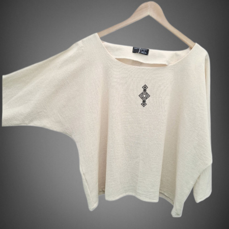 Bluză bumbac 100% cu broderie etno - lejeritate și simplitate [5]