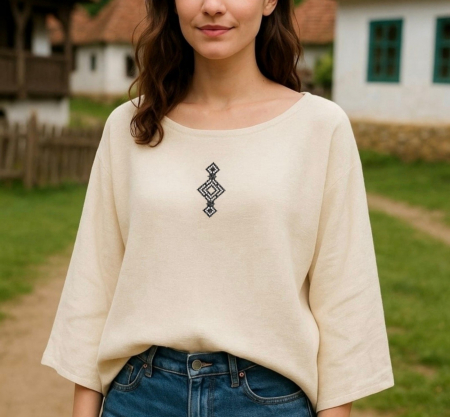 Bluză bumbac 100% cu broderie etno - lejeritate și simplitate [1]