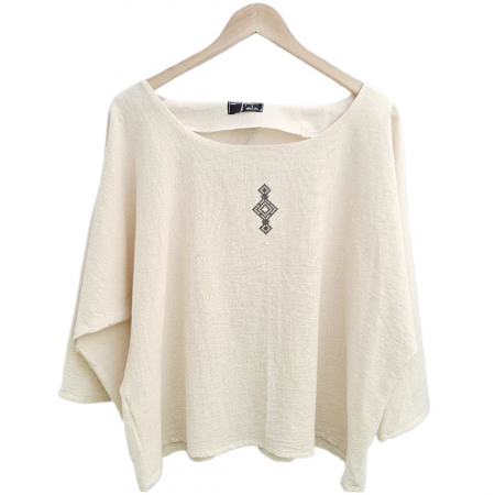 Bluză bumbac 100% cu broderie etno - lejeritate și simplitate [2]