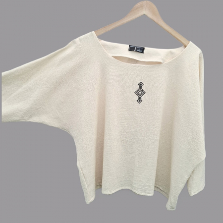 Bluză bumbac 100% cu broderie etno - lejeritate și simplitate [7]