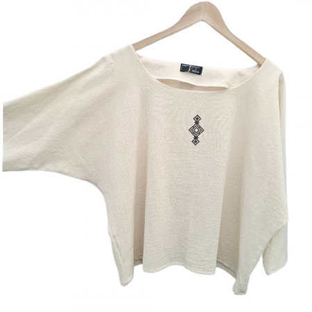 Bluză bumbac 100% cu broderie etno - lejeritate și simplitate [4]