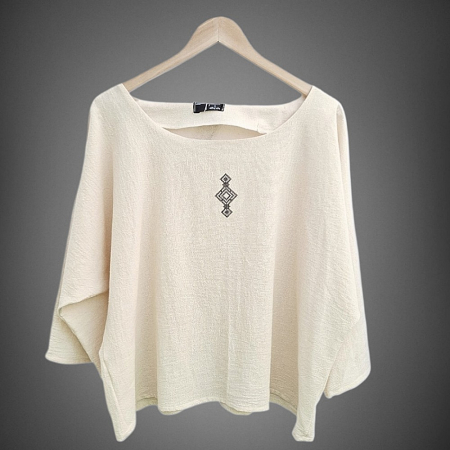 Bluză bumbac 100% cu broderie etno - lejeritate și simplitate [3]