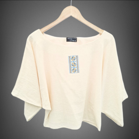 Bluze - Bluză bumbac 100% cu broderie etno - lejeritate și simplitate