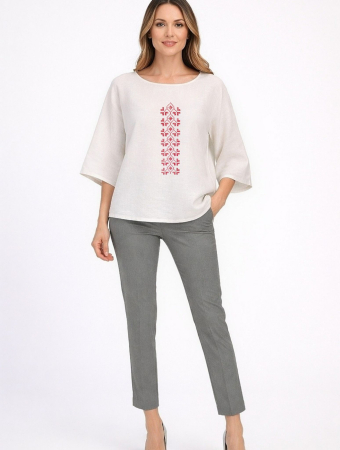 Bluze - Bluză bumbac 100% cu broderie etno - lejeritate și simplitate