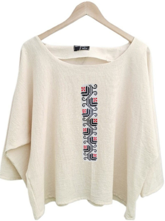Bluză bumbac 100% cu broderie etno - lejeritate și simplitate [2]