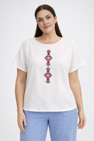 Bluze - Bluză bumbac 100% cu broderie etno - lejeritate și simplitate