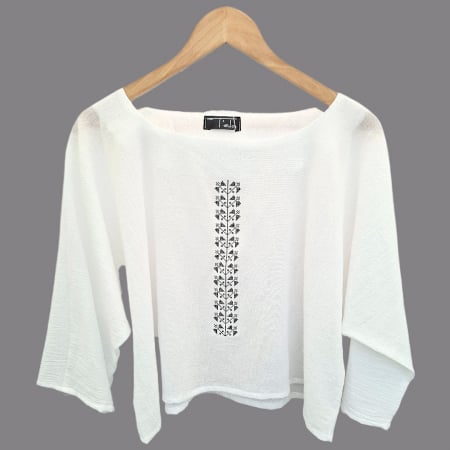 Bluze - Bluză bumbac 100% cu broderie etno - lejeritate și simplitate