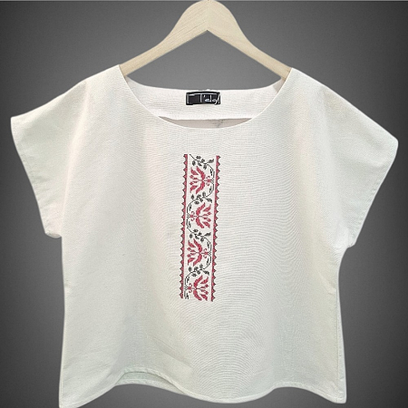 Bluze - Bluză bumbac 100% cu broderie etno - lejeritate și simplitate