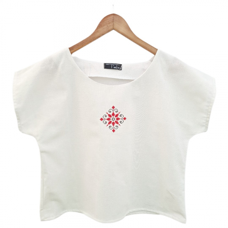 Bluză bumbac 100% cu broderie etno - lejeritate și simplitate [3]