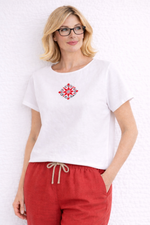 Bluze - Bluză bumbac 100% cu broderie etno - lejeritate și simplitate