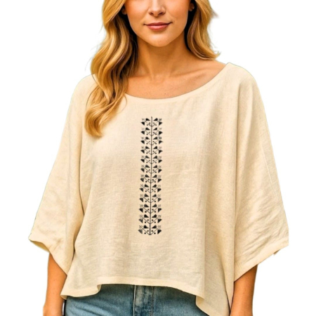 Bluze - Bluză bumbac 100% cu broderie etno - lejeritate și simplitate