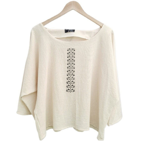 Bluză bumbac 100% cu broderie etno - lejeritate și simplitate [1]