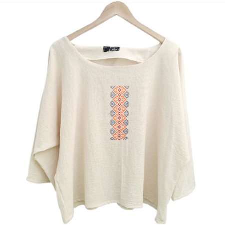 Bluză bumbac 100% cu broderie etno - lejeritate și simplitate [1]