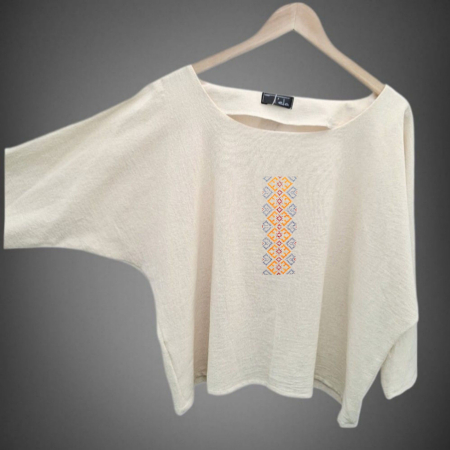 Bluză bumbac 100% cu broderie etno - lejeritate și simplitate [2]