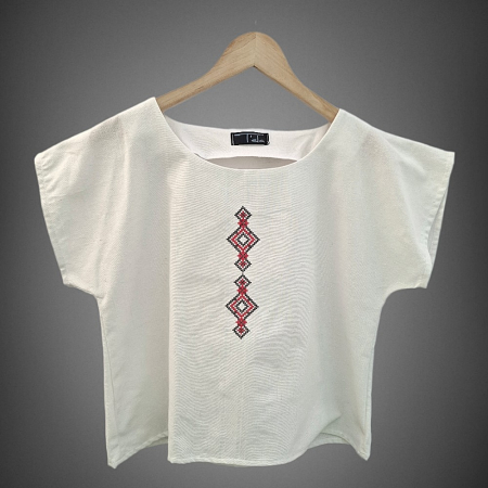 Bluze - Bluză bumbac 100% cu broderie etno - lejeritate și simplitate