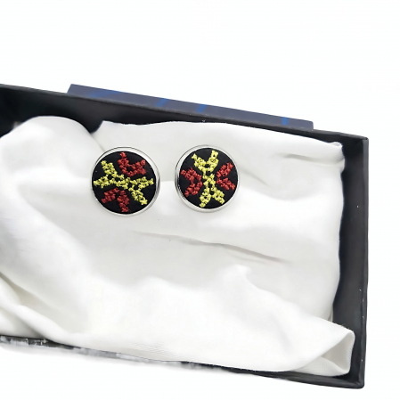 Cercei inox tip surub cu broderie geometrica, diametru 10 mm [3]