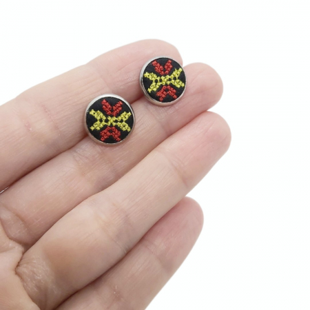 Cercei inox tip surub cu broderie geometrica, diametru 10 mm [1]