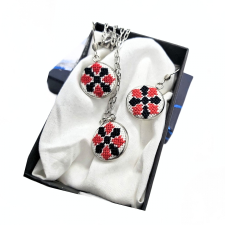 Set bijuterii broderie traditionala montate in inox [3]