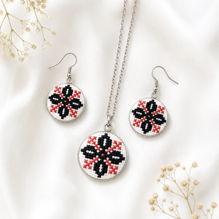 Seturi - Set bijuterii broderie traditionala montate in inox