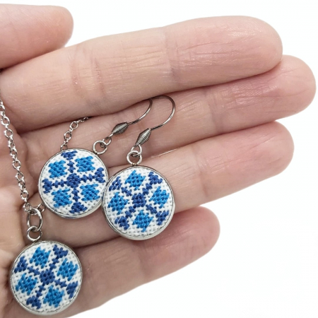 Set bijuterii broderie traditionala montate in inox [3]