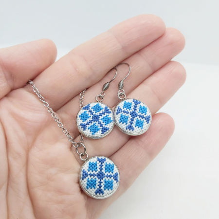 Set bijuterii broderie traditionala montate in inox [2]