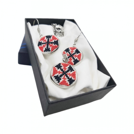 Set bijuterii broderie traditionala montate in inox