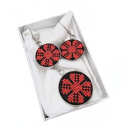 Set bijuterii broderie traditionala montate in inox [2]